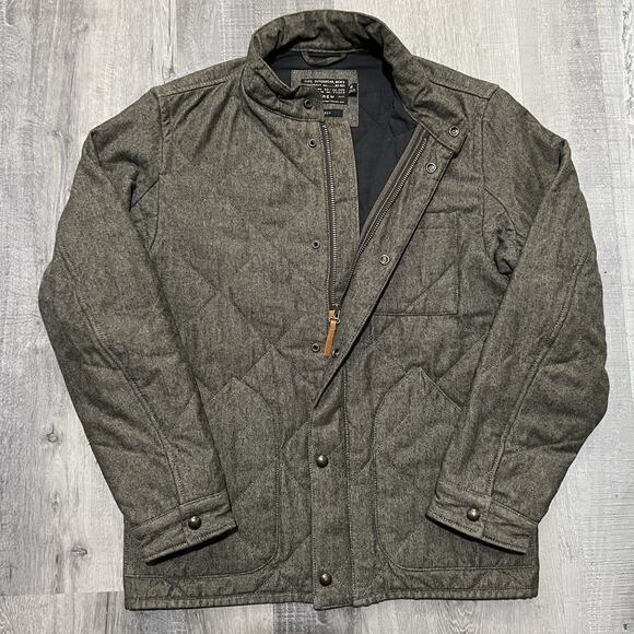 J. Crew Sussex NX-631 Quilted Coat Jacket Grey Herringbone Military Men's Size M - Picture 1 of 6